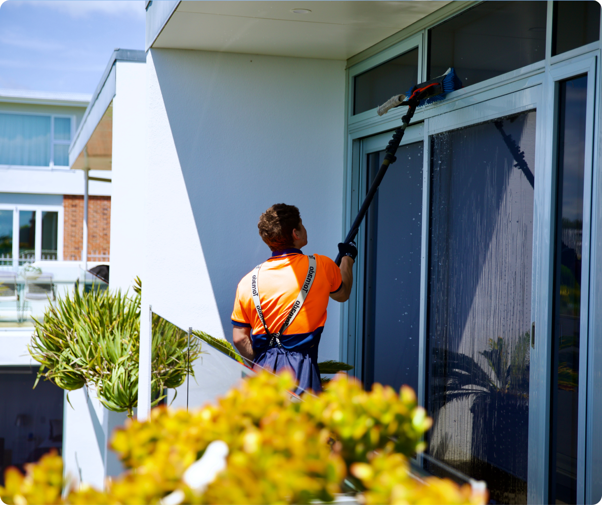 Exterior cleaning specialist at work